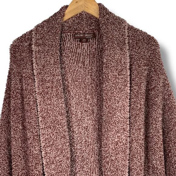 Barefoot Dreams Sweater Maroon Cozychic Cocoon Cardigan Small Medium Pockets - Picture 3 of 10